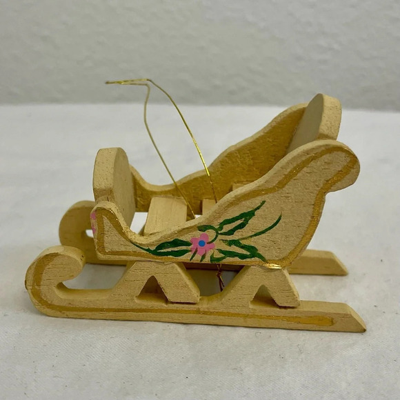Vintage Russ Country Antique Ornaments Wooden Sleigh Style # BX 2056. - Picture 5 of 10
